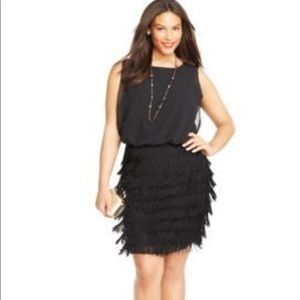 Never worn! Betsy & Adam Fringe Blouson Dress